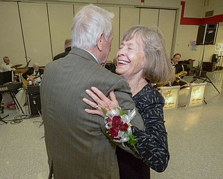 News Tribune file
Tony Fritsch and Yvonne Whitman dance to the swing music performed by Kapital Kicks during the 2019 Senior Citizen Prom at the Lewis and Clark Middle School cafeteria.